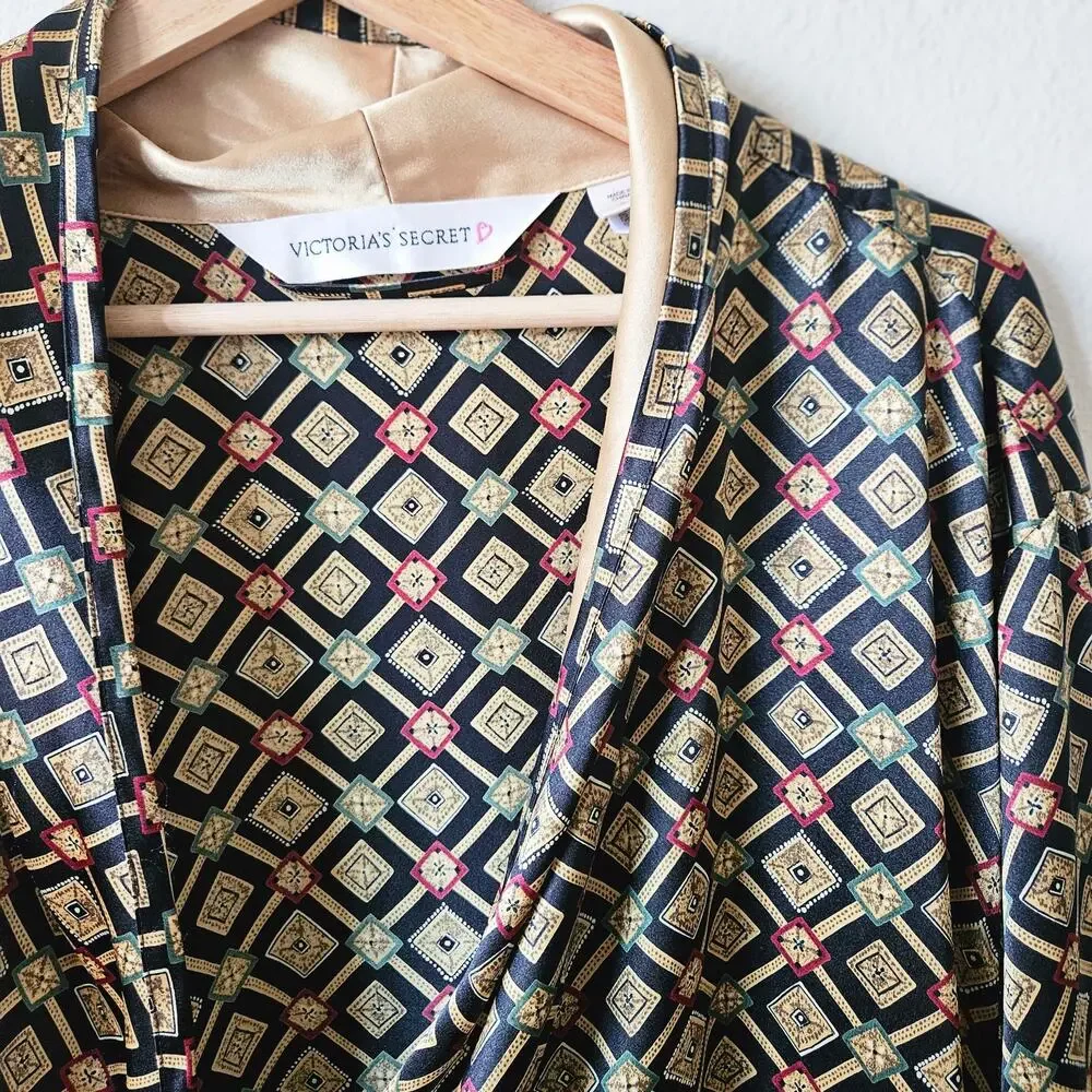 Vintage Victoria's Secret Robe Gold and Black Medium - Picture 6 of 13
